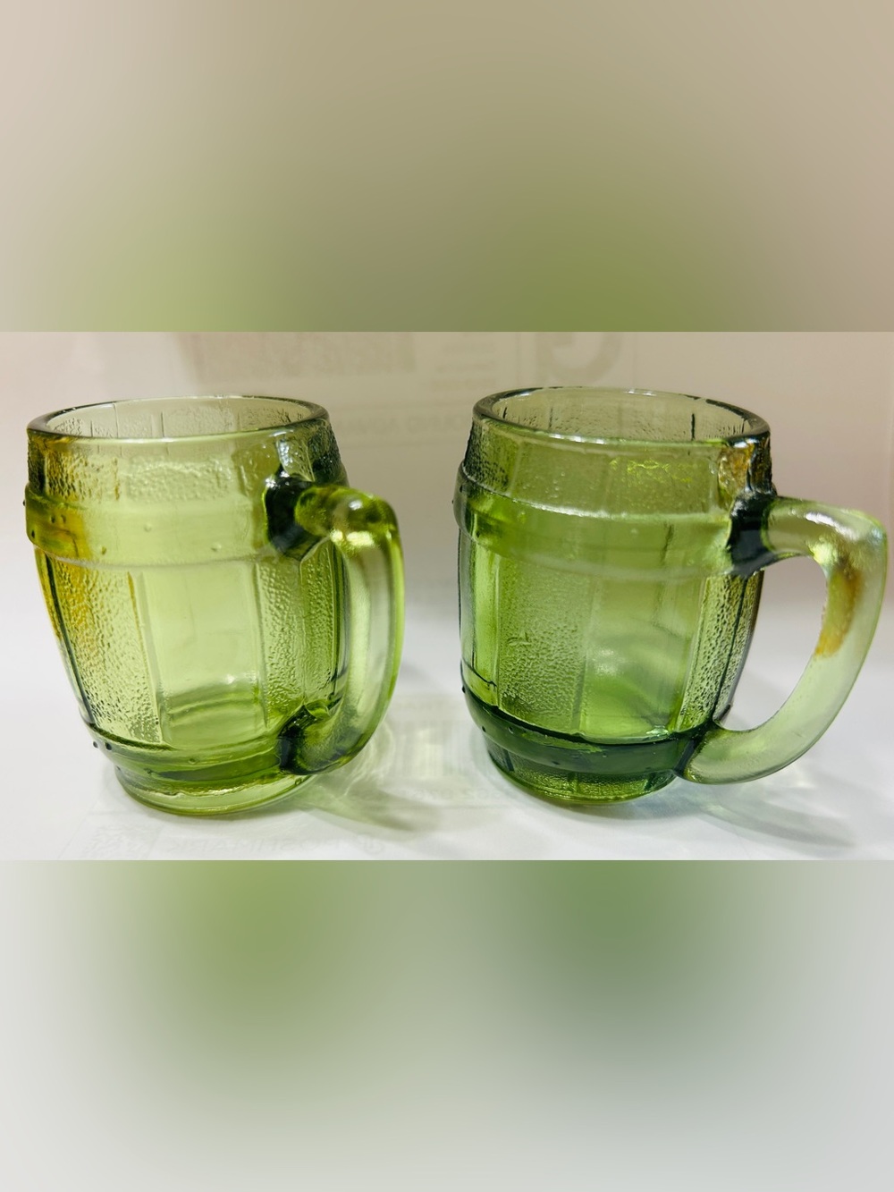 Vintage shot glasses, barrel shaped. Set of 2.